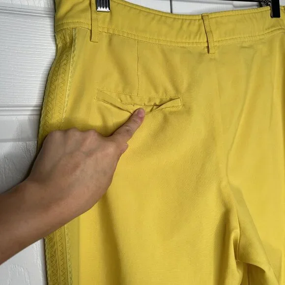 Rochas Orson Yellow Japanese Wool Cuffed Pants Women's Size IT 44